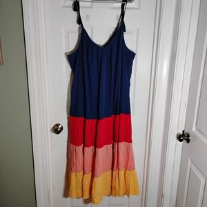 Rainbow Tiered Ruffled Maxi Sun Dress Plus Size